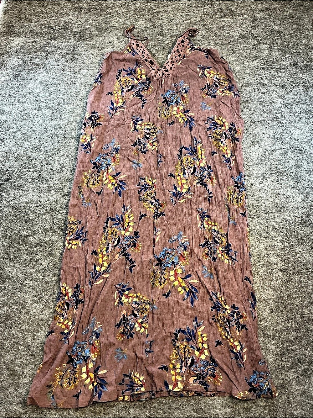 Vestitch Floral Maxi Dress Brown & Blue Size Small/ Medium Like New